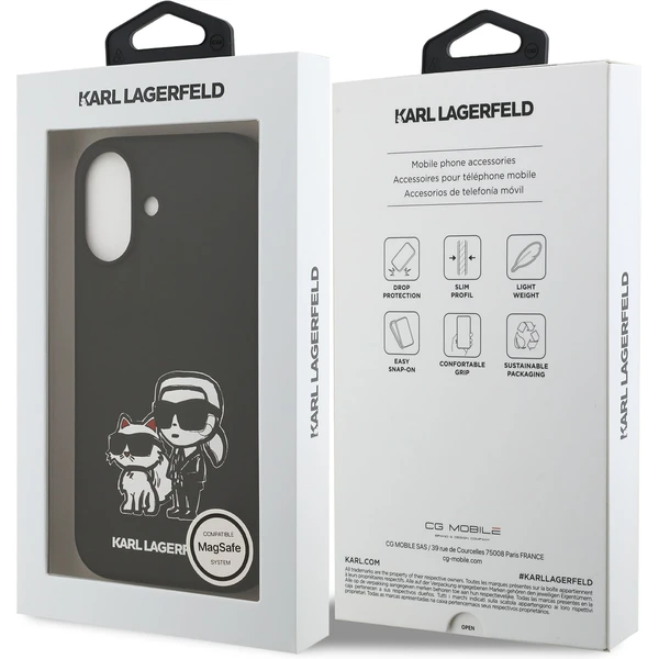 Karl Lagerfeld Liquid Silicone K&CH Sketch MagSafe kryt iPhone 17 čierny - Puzdra - Obrázok 72c699420a1e4bfeba0edc69e81368cb