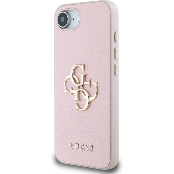 Guess PU Grained 4G Kovový kryt na iPhone 17e/16e ružový - Puzdra - Obrázok 72dffa7feae244379ad62afe751a1103