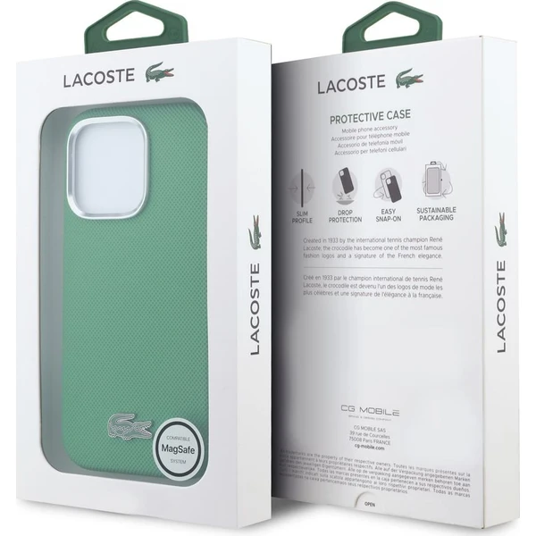 Lacoste PVC Iconic Petit Pique Metal Logo MagSafe kryt iPhone 16 Pro zelený - Puzdra - Obrázok 730af46e9a564437aa5631db7efcdeb4