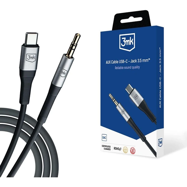 3mk USB-C/3,5mm redukcia 1m čierna - Káble a redukcie - Hlavný obrázok