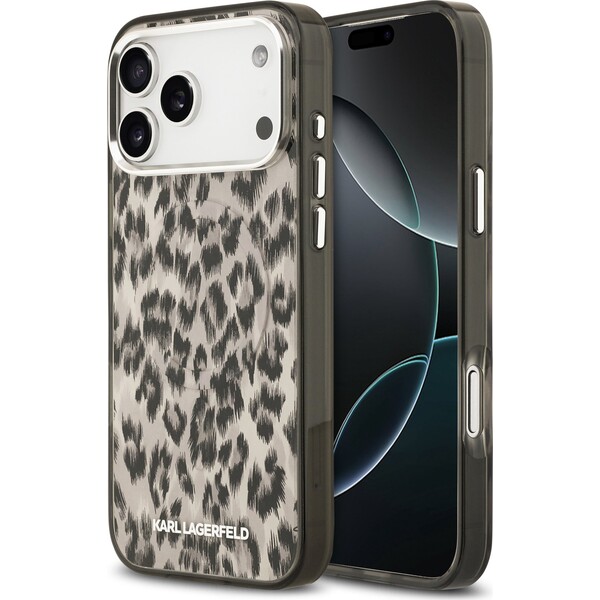 Karl Lagerfeld IML Leopard MagSafe Zadný Kryt pre iPhone 17 Pro Max hnedý - Puzdra - Hlavný obrázok