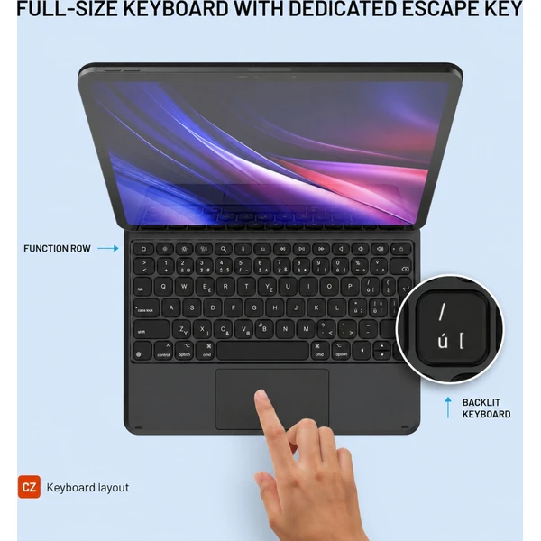 FIXED Typee Alu pouzdro s bezdrátovou klávesnicí iPad Pro 11" (18-22)/iPad Air (20-26), CZ, černé - Puzdra s klávesnicou - Obrázok 73887ad5012b42b4ba7e24cae004e396