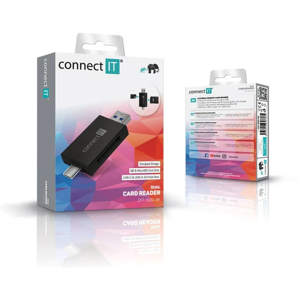 CONNECT IT USB-C/USB-A čítačka kariet - Čítačky pamäťových kariet - Obrázok 73N0000J01