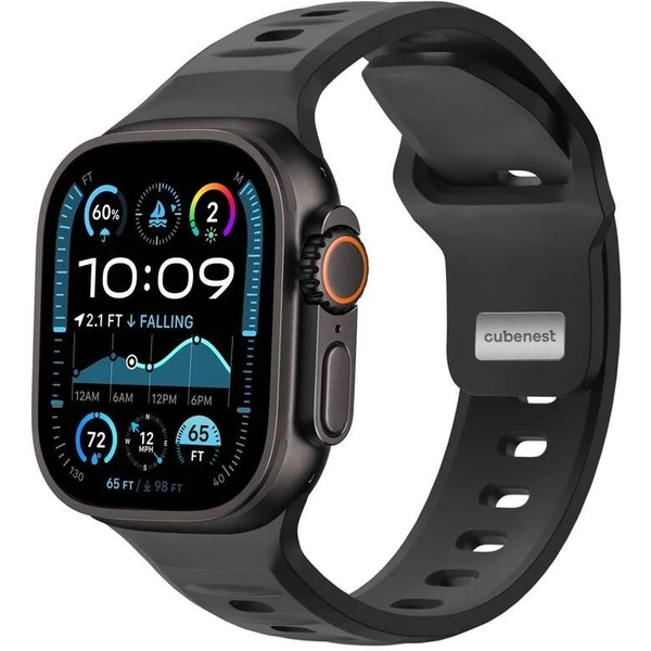 CubeNest Premium Silicon Band remienok Apple Watch 42-49 mm čierny - Remienky - Hlavný obrázok