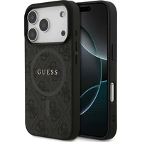 Guess PU Leather 4G Colored Ring MagSafe Zadný Kryt pre iPhone 17 Pro čierny - Puzdra