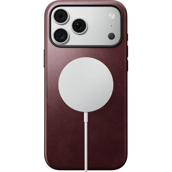 Nomad Modern Leather (Horween) MagSafe kožený kryt iPhone 17 Pro Max/18 Pro Max Burgundy - Puzdra - Obrázok 74165d3d06174d4b98217767f069e00b