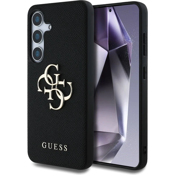 Guess PU Grained 4G Metal Logo kryt Samsung Galaxy S25 čierny - Puzdra - Hlavný obrázok