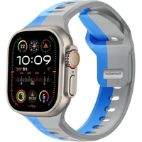 CubeNest Premium Silicon Band remienok Apple Watch 42-49 mm sivý/modrý - Remienky