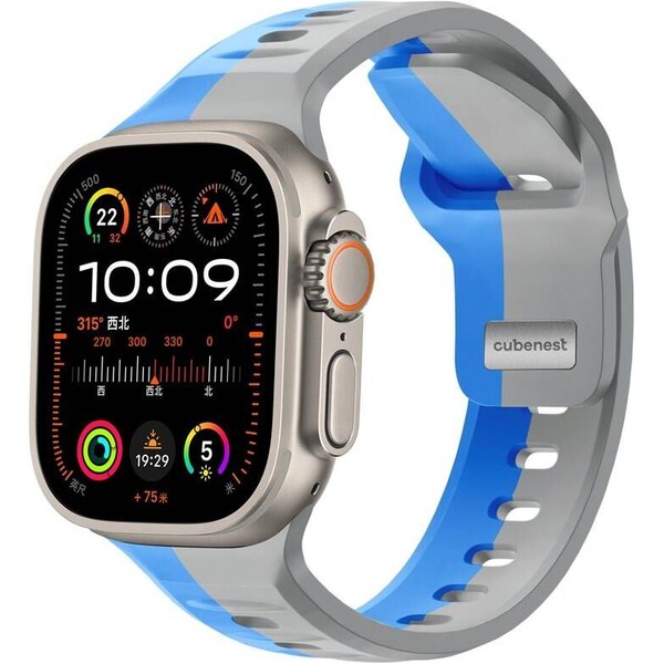 CubeNest Premium Silicon Band remienok Apple Watch 42-49 mm sivý/modrý