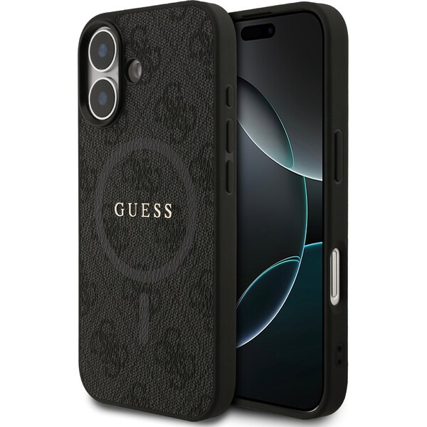 E-shop Guess PU Leather 4G Colored Ring MagSafe Zadný Kryt pre iPhone 17 čierny