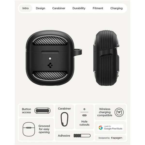 Spigen Rugged Armor puzdro Google Pixel Buds 2a matne čierne - Puzdra - Obrázok 74b553bdac6f40048a324cdcb014daad