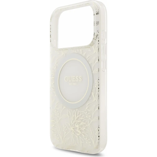 Guess IML Flowers Allover Strap MagSafe Zadný kryt pre iPhone 18 Pro White - Puzdra - Obrázok 74c71f6090834412b3f147f984a96ea4