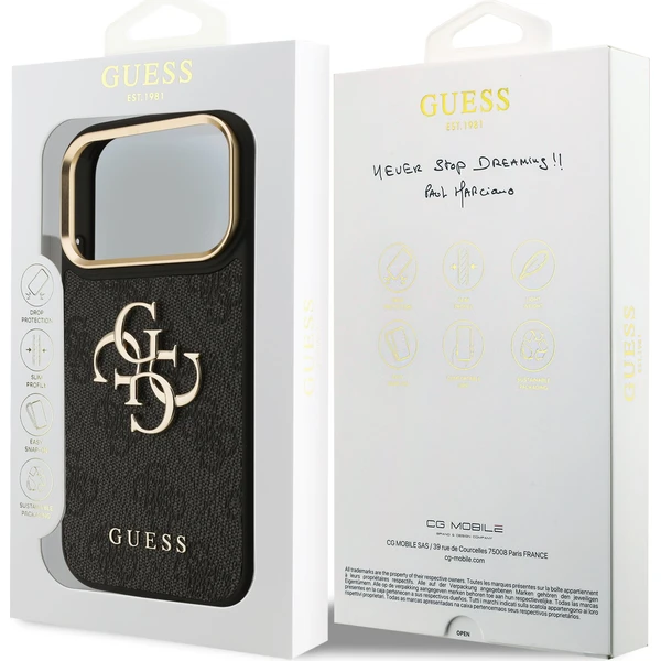 Guess PU Leather 4G Metal Logo Gold Frame Zadný kryt pre iPhone 18 Pro Black - Puzdra - Obrázok 74c9b51d279c4c4985a5bdca1090fd34