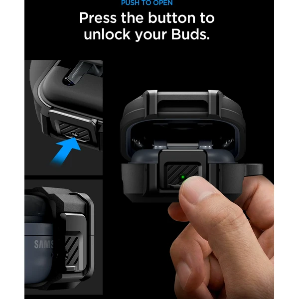 Spigen Lock Fit puzdro Samsung Galaxy Buds4 Pro/Buds4 matná čierna - Puzdra - Obrázok 74cf339e2d294944b271966724c69a51