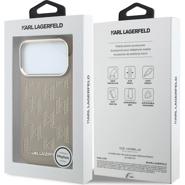 Karl Lagerfeld PU Perforated Monogram MagSafe Zadný Kryt pre iPhone 17 Pro Beige - Puzdra - Obrázok 74e3e0669cc244c2805db674b794b30c