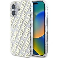 Karl Lagerfeld IML Electroplated Repeated Logo kryt pre iPhone 16 zlatý - Puzdra