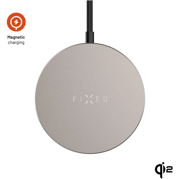 FIXED MagPad Slim MagSafe nabíjačka s Qi2, 15W, titánová - Nabíjačky - Hlavný obrázok