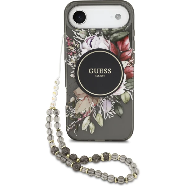 Guess IML Flowers Strap MagSafe kryt iPhone Air čierny - Puzdra - Hlavný obrázok
