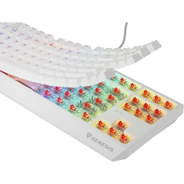 Genesis THOR 230 TKL RGB bezdrôtová mechanická klávesnica biela Outemu Red - Klávesnice - Obrázok 75I5000O01