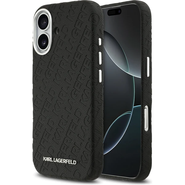 Karl Lagerfeld Grained PU Repeated Logo MagSafe kryt iPhone 17 čierny - Puzdra - Hlavný obrázok