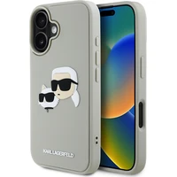 Karl Lagerfeld 3D Rubber Double Heads kryt iPhone 16 béžový - Puzdra