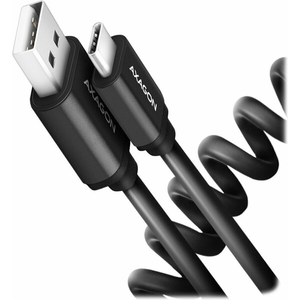 AXAGON BUCM-AM20TB krútený kábel USB-C - USB-A 1.1m čierny