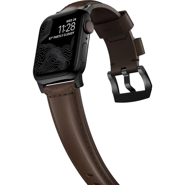 Nomad Traditional kožený remienok Apple Watch Ultra (49mm) 8/7 (45mm)/6/SE/5/4 hnedý/čierne pracky - Remienky - Obrázok 7725d4f542b94253944a88c4c6231baa