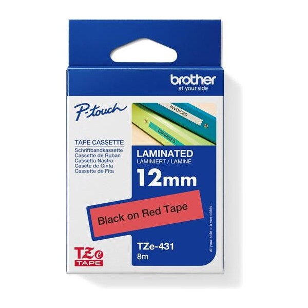 Brother TZe-431 páska čierna na červenom 12 mm