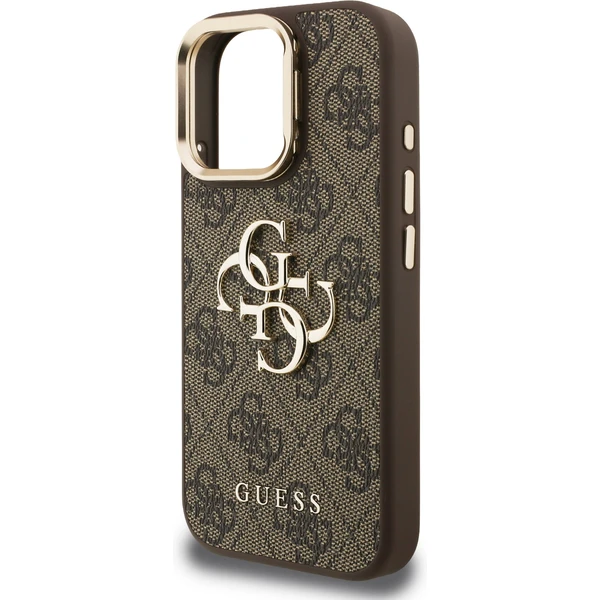 Guess PU 4G Metal Logo Stand Camera Frame kryt iPhone 15 Pro Max hnedý - Puzdra - Obrázok 77623b4102494896b961c580b7d335c3