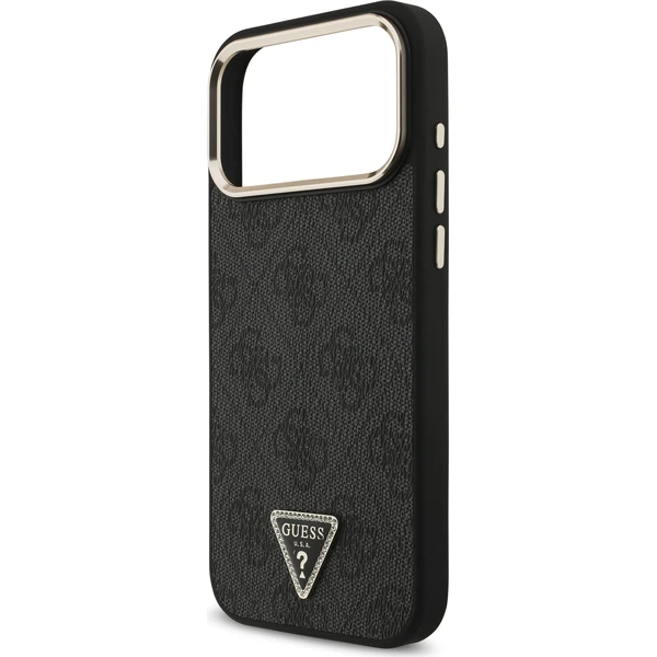 Guess PU Leather 4G Strass Triangle Logo Gold Frame MagSafe Zadný kryt pre iPhone 18 Pro Max Black - Puzdra - Obrázok 776439b04c4549e9b8178eb4e0c4d7bf