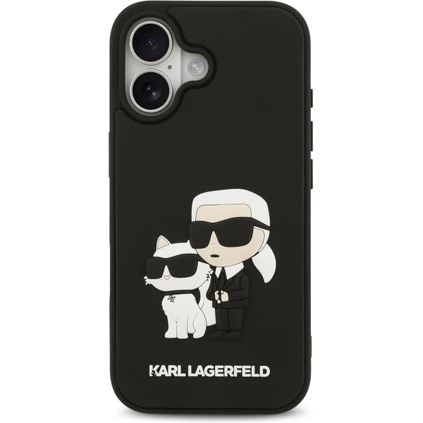 Karl Lagerfeld 3D Rubber Karl and Choupette kryt iPhone 17 čierny - Puzdra - Obrázok 77a671feeea1407ebce37ee4660547fb
