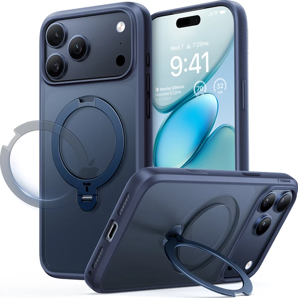 Torras Ostand Q3 Spin MagSafe kryt iPhone 17 Pro midnight blue - Puzdra - Hlavný obrázok