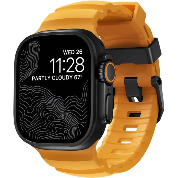 Nomad Rocky Point Band remienok Apple Watch 49/45/44/42mm čierny/oranžový