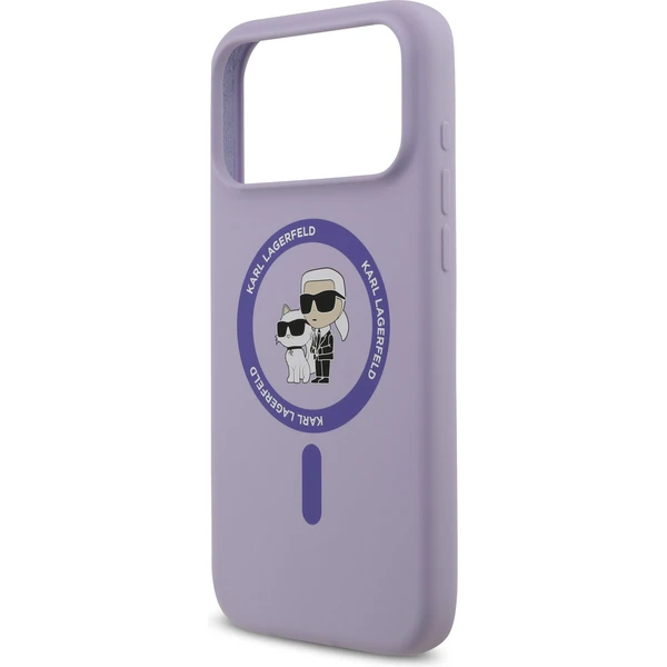 Karl Lagerfeld Liquid Silicone Karl a Choupette MagSafe kryt iPhone 17 Pro Max fialový - Puzdra - Obrázok 77fa8ea3a88d4111bcfc733566f47ad6