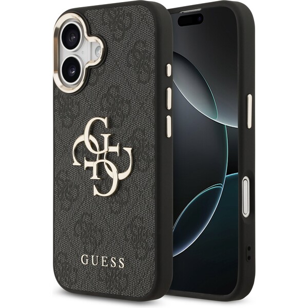 E-shop Guess PU Leather 4G Metal Logo Gold Frame MagSafe kryt iPhone 17 čierny