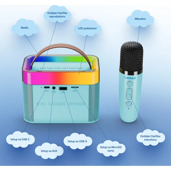 LAMAX KaraokeKid1 detské karaoke modré - Reproduktory - Obrázok 78568a5d93144670ba963f7fafc6c806