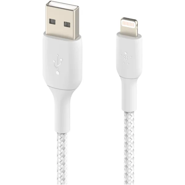 Belkin BOOST Charge Braided Lightning/USB-A odolný kábel, 2m, biely - Káble - Obrázok 7899400301