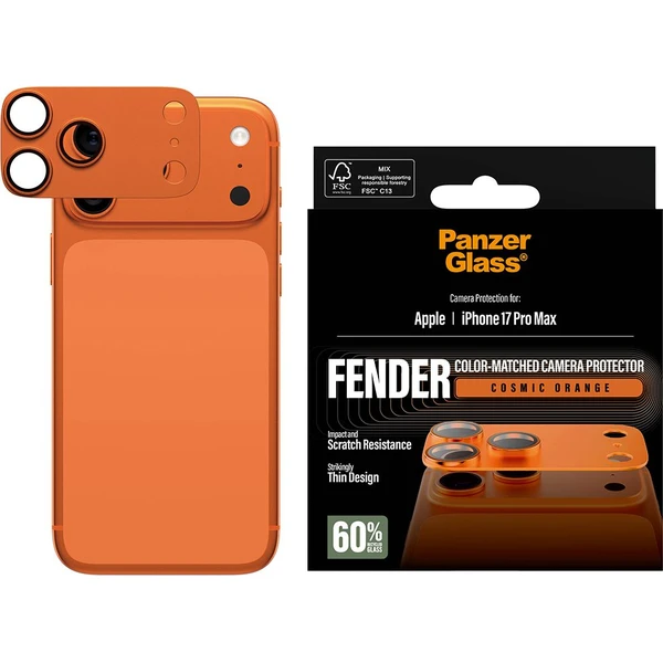 PanzerGlass® FENDER hliníková ochrana fotoaparátu Apple iPhone 17 Pro Max oranžová - Ochranné fólie a sklo - Obrázok 78XL000K01