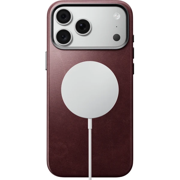 Nomad Traditional Leather (Horween) MagSafe kožený kryt iPhone 17 Pro Max/18 Pro Max Burgundy - Puzdra - Obrázok 790dd55f983d44e682df39e45dcaf530