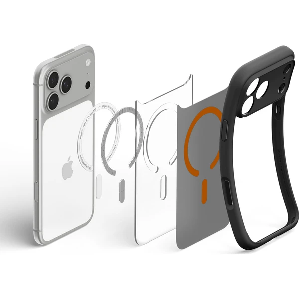 Spigen Ultra Hybrid MagSafe kryt iPhone 18 Pro/17 Pro frost black orange - Puzdra - Obrázok 791c7dd0ae624d3cb4fa961643ef167f