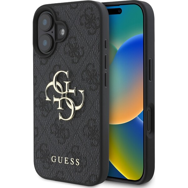 E-shop Guess PU 4G Metal Logo kryt pre iPhone 16 sivý