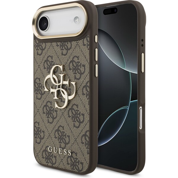 E-shop Guess PU Leather 4G Metal Logo Gold Frame kryt iPhone Air hnedý