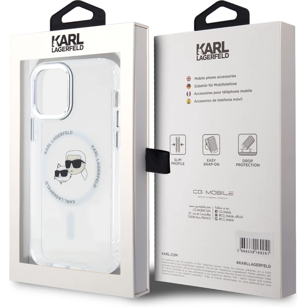 Karl Lagerfeld IML K&CH Heads Metal Frame MagSafe zadný kryt pre iPhone 12/12 Pre číry - Puzdra - Obrázok 793f4004694744799487bad300c1b1b6