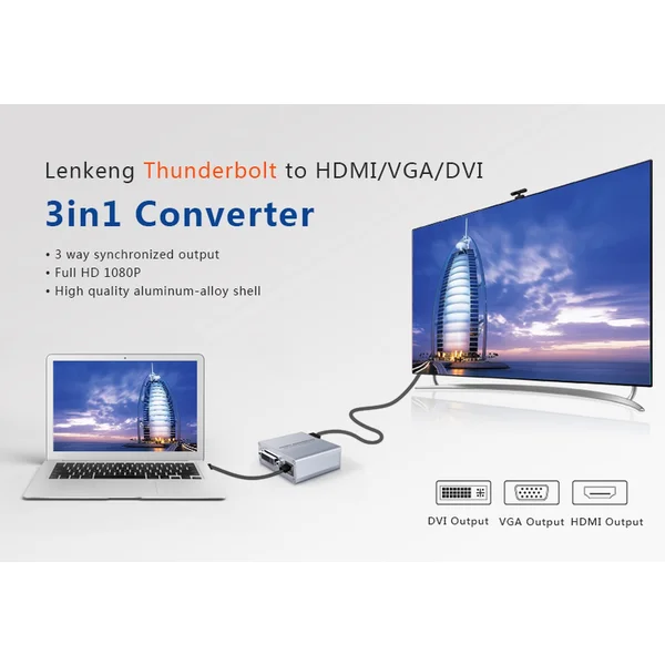 PremiumCord Mini DisplayPort -> HDMI/DVI-I/VGA redukcia strieborná - Káble a redukcie - Obrázok 79H0000401