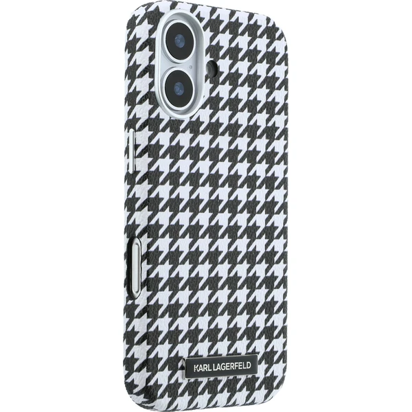 Karl Lagerfeld PU Houndstooth Resin Plate MagSafe kryt iPhone 17 čierny - Puzdra - Obrázok 79a36233cea44553b1497a63027f1bc0