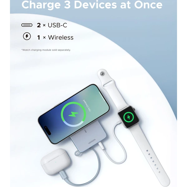 UGREEN Magflow MagSafe/Qi2 powerbanka s USB-C, 10000mAh, svetlo modrá - Powerbanky - Obrázok 79d04b7e315b43338ddb024ddabd18e6