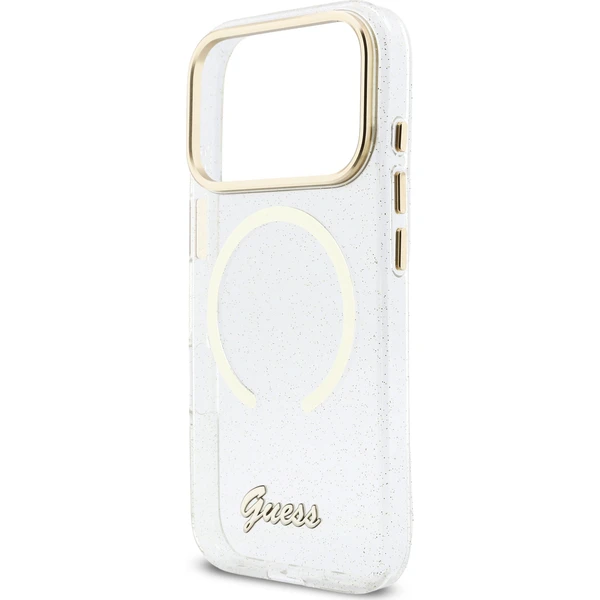 Guess IML Glitter Script Strap MagSafe kryt iPhone 17 Pro Max priehľadný - Puzdra - Obrázok 79d29dc314534cf79a450f61689e4ae3