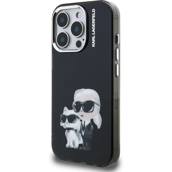 Karl Lagerfeld IML Aquarelle Karl and Choupette kryt iPhone 15 Pro Max čierny - Puzdra - Obrázok 79f584a8b753453c82716114abd67d0a
