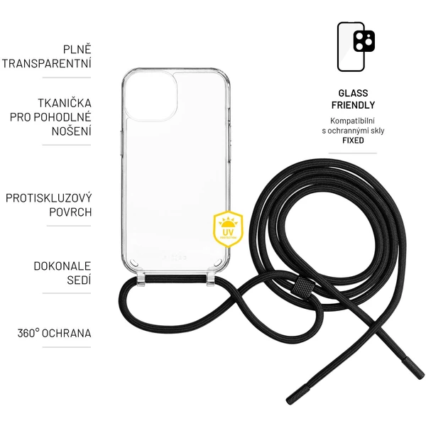 FIXED Pure Neck kryt s čiernou šnúrkou na krk pre Apple iPhone 14 - Puzdra - Obrázok 7AQ1000601