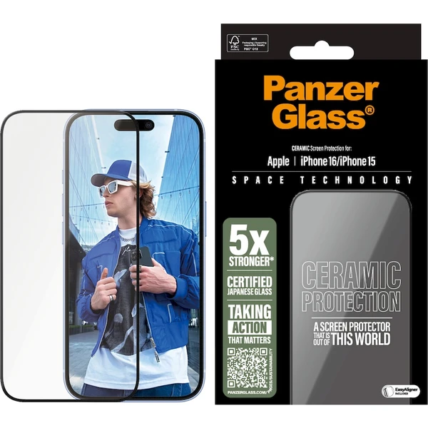 PanzerGlass® Ceramic Apple iPhone 16/15 s inštalačným rámčekom - Ochranné fólie a sklo - Obrázok 7C08000P01